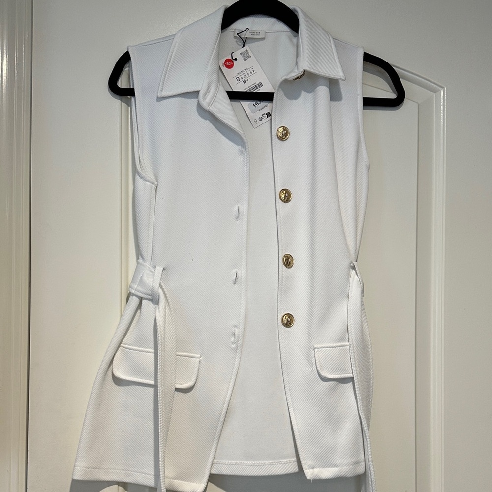 Zara White Belted Top